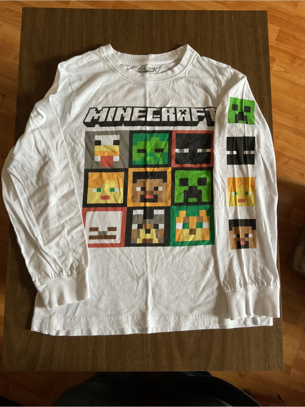 Minecraft Kids 10-12 White Long-Sleeve Graphic Tee